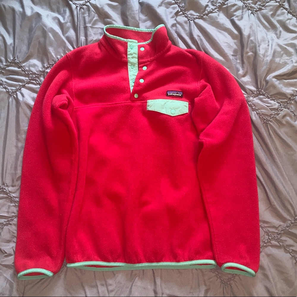 Red Patagonia Fleece Button Up